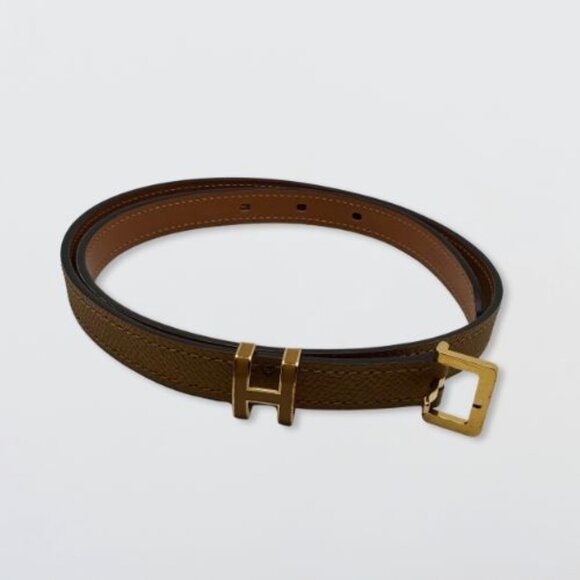 Hermès Pop H 15 Leather Belt Veau Epsom Gold-Plated Buckle 2S Sesame Unisex 70cm - Picture 2 of 16